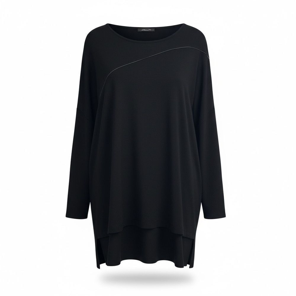 ‎Zara Faux Leather Trim Crewneck Shirt